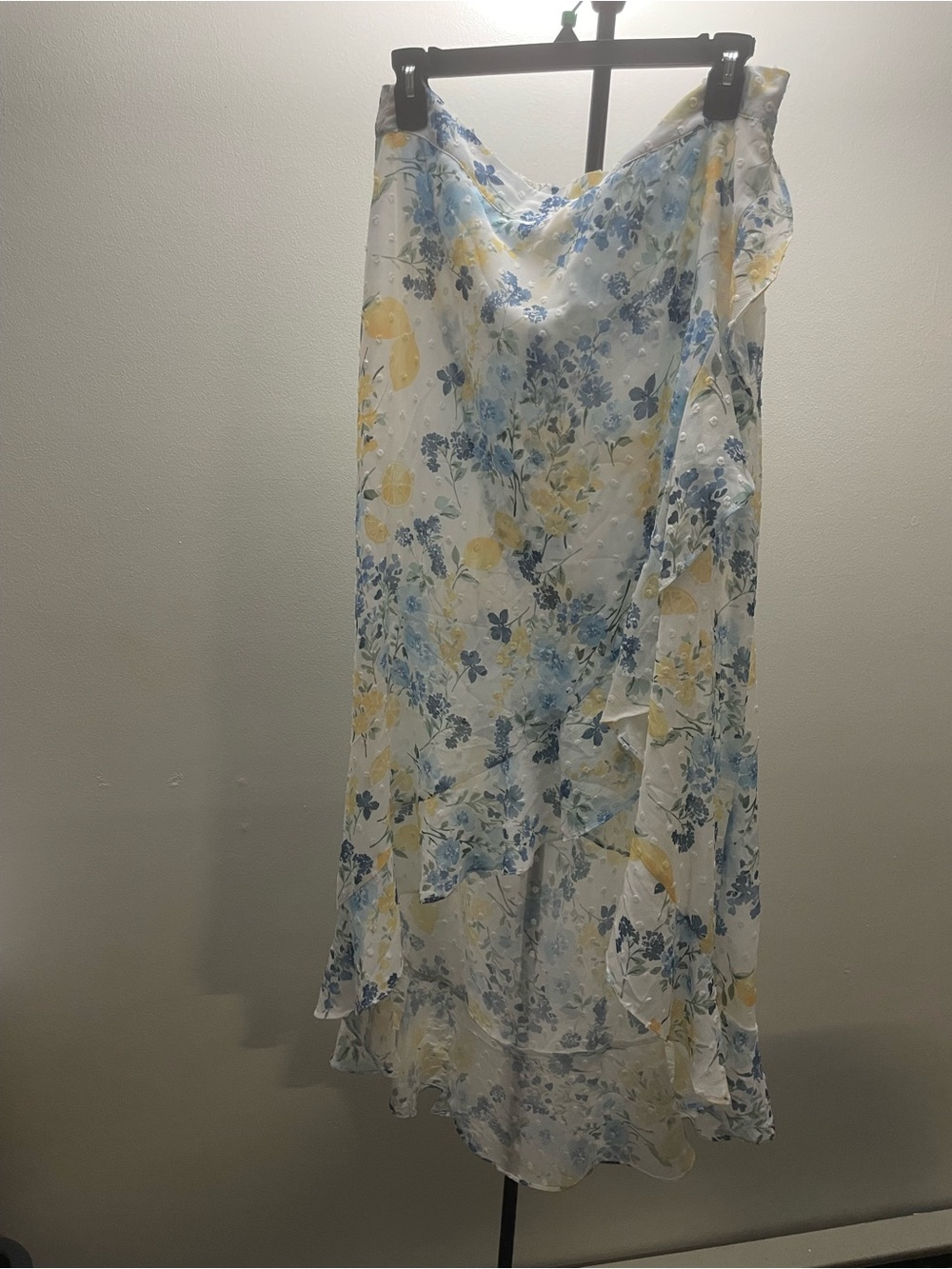 Trixxi White Maxi Dress with Blue and Yellow Floral Pattern